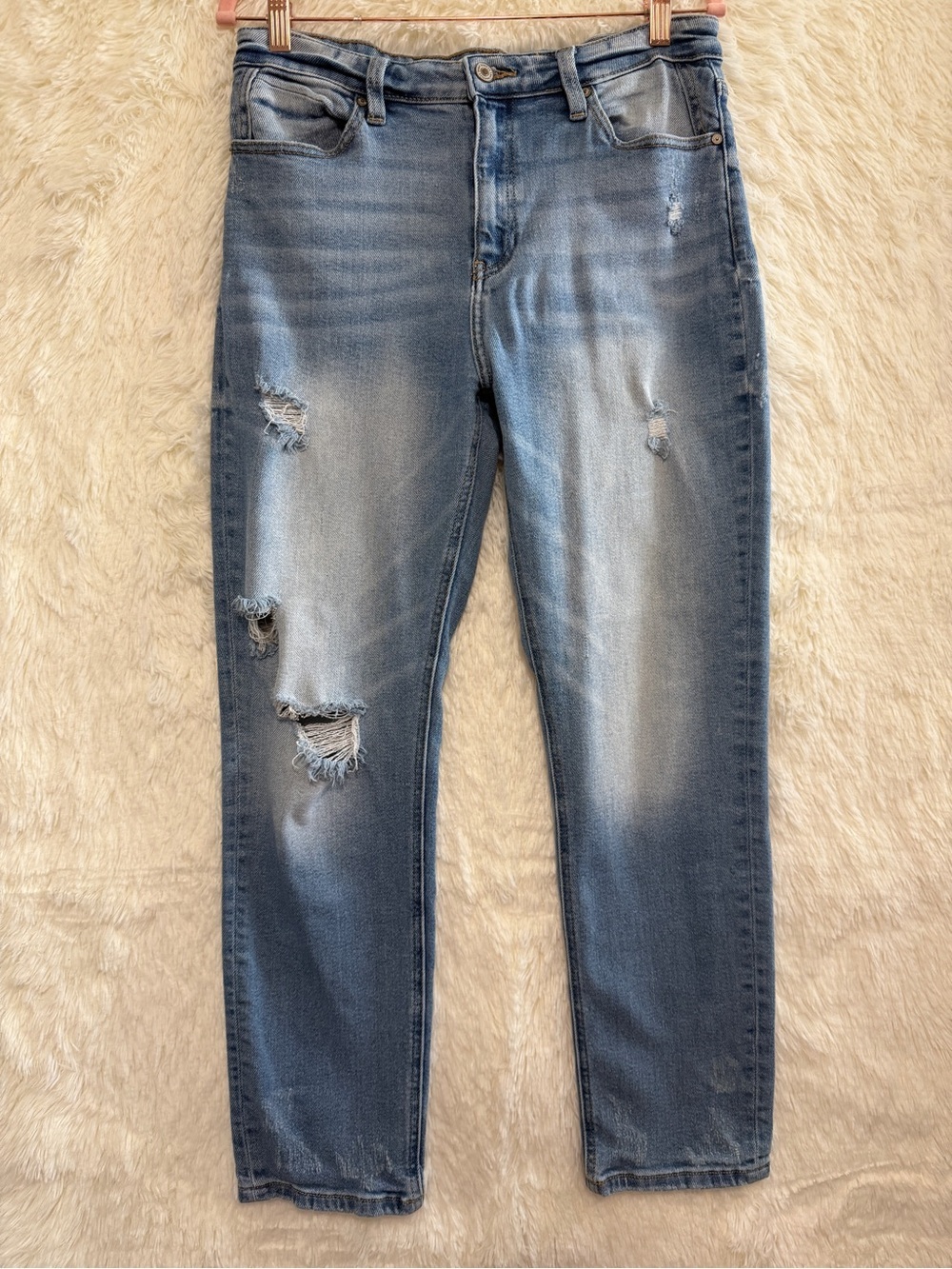 KanCan Womens Grunge Distressed High Rise Jeans Size 29 Light Wash Stretch